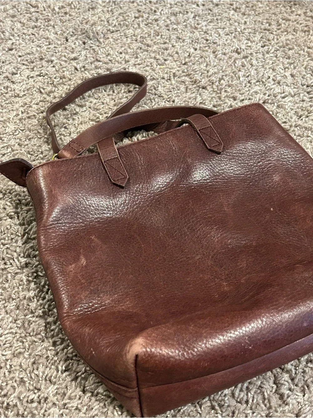 Madewell Small Zip Tote Transport Leather Crossbody Bag  Burgundy